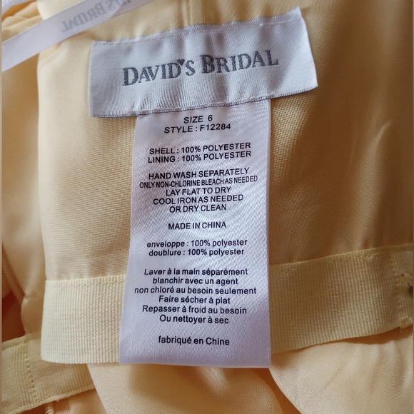 David's Bridal Canary Yellow Strapless Midi Dress - Picture 14 of 16